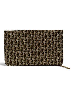 Christian Dior Gold & Black Monogrammed Clutch With Chain Strap